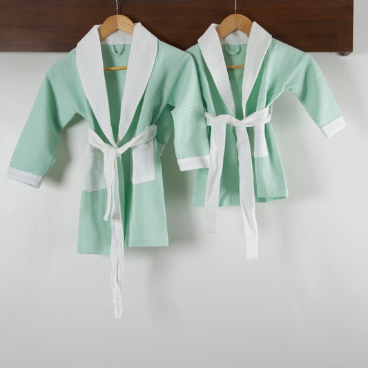 Kids Cotton Micro Waffle Bathrobe | Shawl Collar