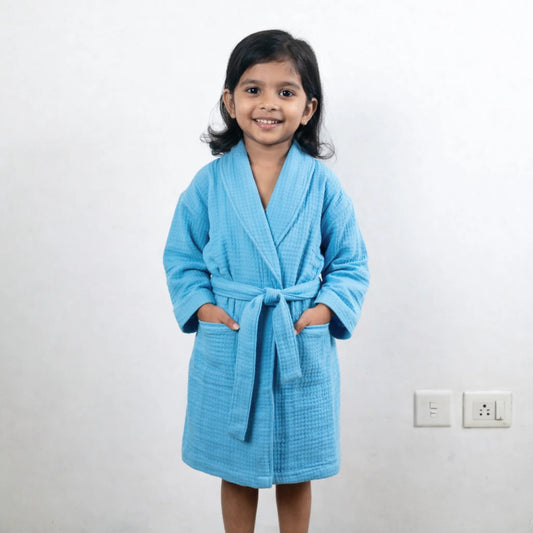 Muslin kids Bathrobe | Blue