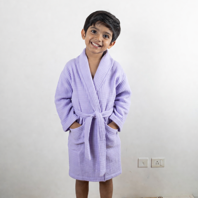 Muslin kids Bathrobe |Lilac