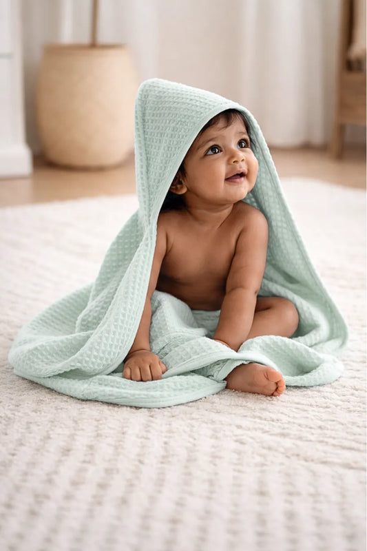 Bamboo Waffle Hooded Bathrobe | Green