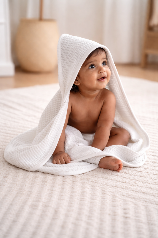 Bamboo Waffle Hooded Towel (white)