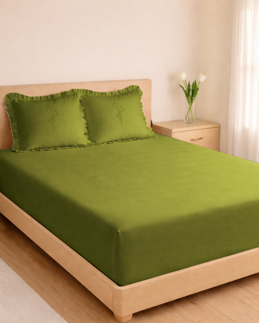1000 TC COTTON SATEEN Ruffled Bedsheet set