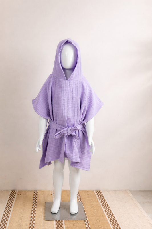 Muslin Hooded Bathrobe | Lilac