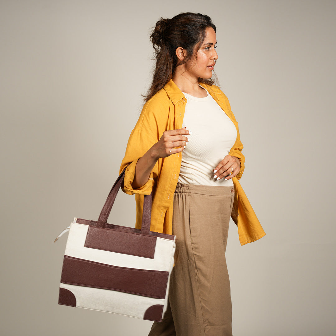 Large Tote Bag | Cotton And Banana Leather