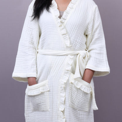 Bathrobe Shawl Collar | Muslin Bathrobe | Yellow