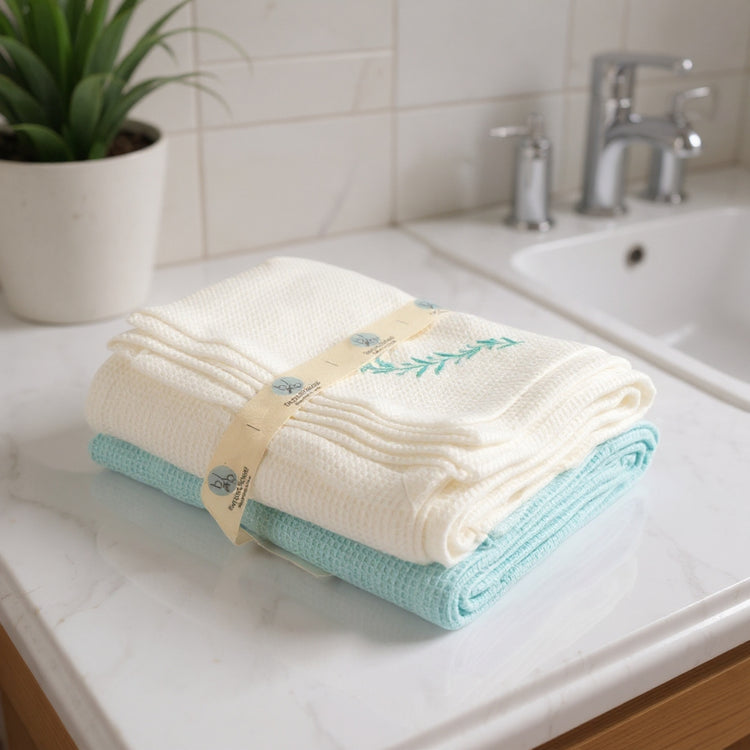 Cotton Waffle Bath Towel Set of 2