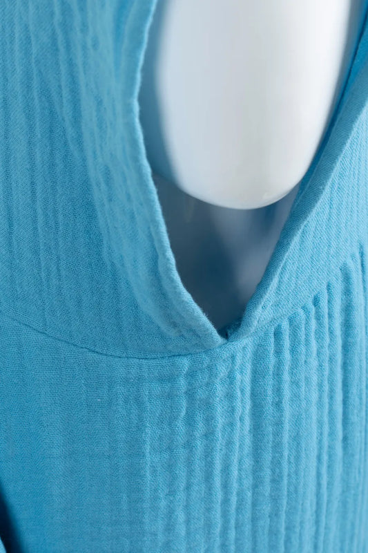 Muslin Hooded Bathrobe | Blue