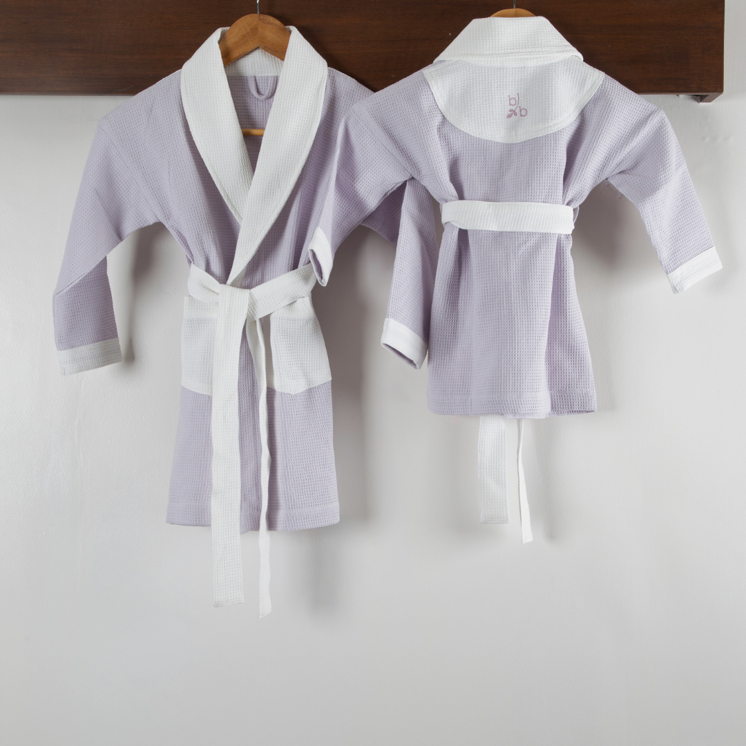 Kids Cotton Micro Waffle Bathrobe | Shawl Collar