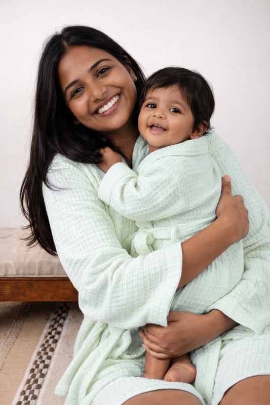 Bamboo Waffle Kids Bathrobe | Green