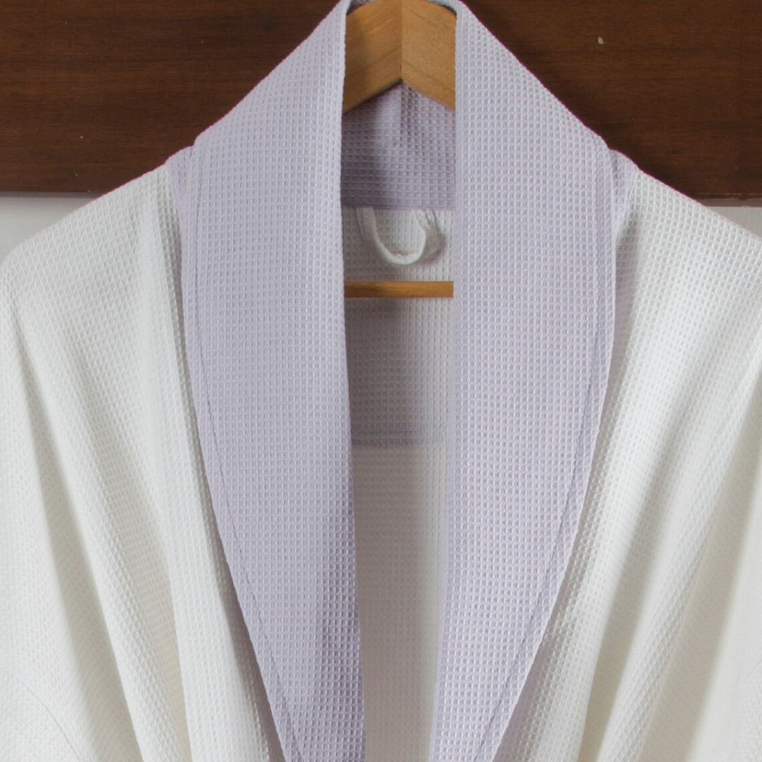 Cotton Micro Waffle Bathrobe | Shawl Collar
