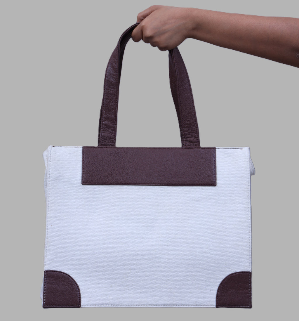 Large Tote Bag | Cotton And Banana Leather