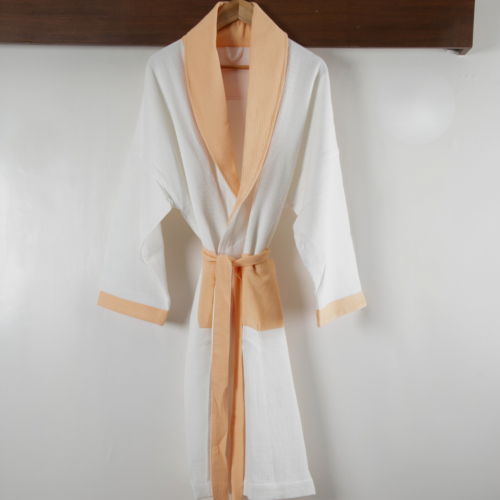 Cotton Micro Waffle Bathrobe | Shawl Collar