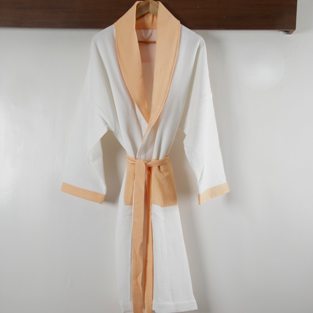 Cotton Micro Waffle Bathrobe | Shawl Collar