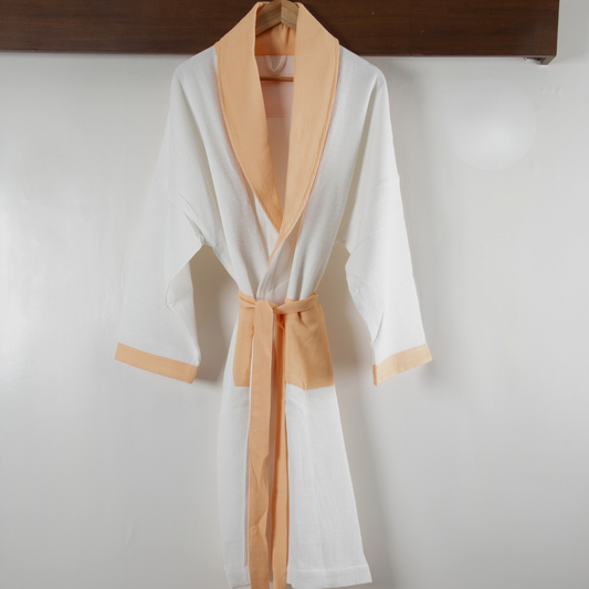 Cotton Micro Waffle Bathrobe | Shawl Collar
