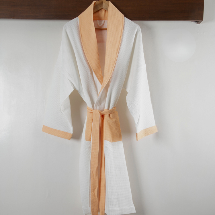 Cotton Micro Waffle Bathrobe | Shawl Collar