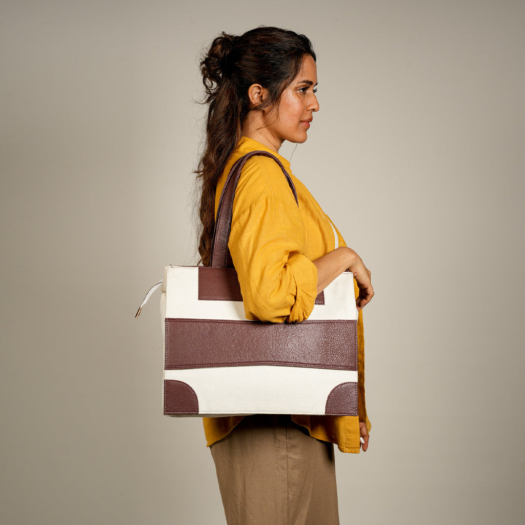 Large Tote Bag | Cotton And Banana Leather