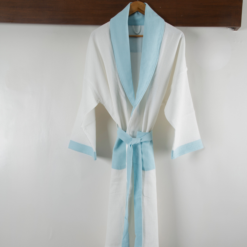 Cotton Micro Waffle Bathrobe | Shawl Collar