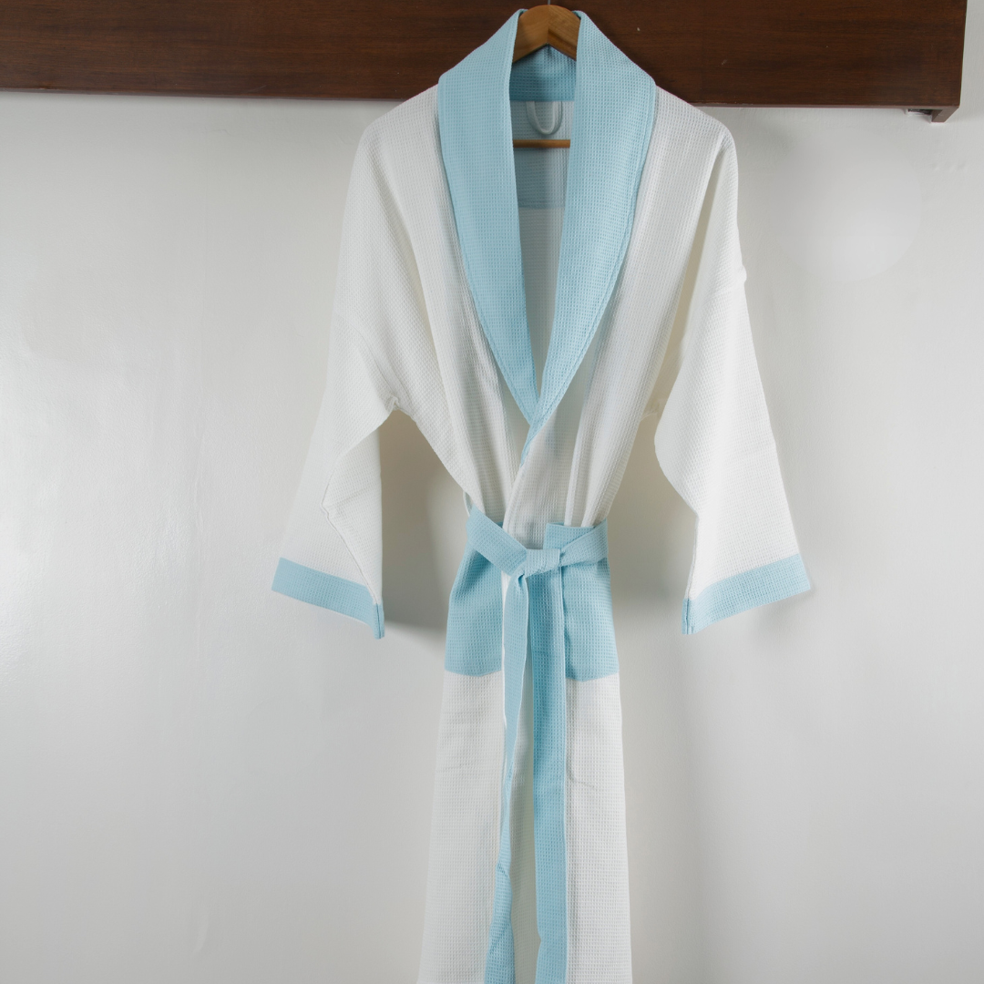 Cotton Micro Waffle Bathrobe | Shawl Collar
