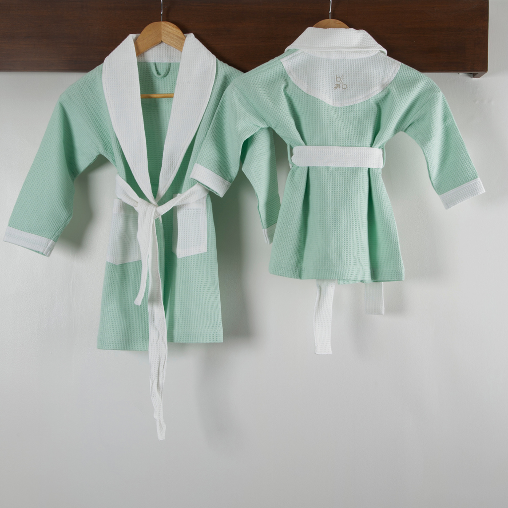 Kids Cotton Micro Waffle Bathrobe | Shawl Collar
