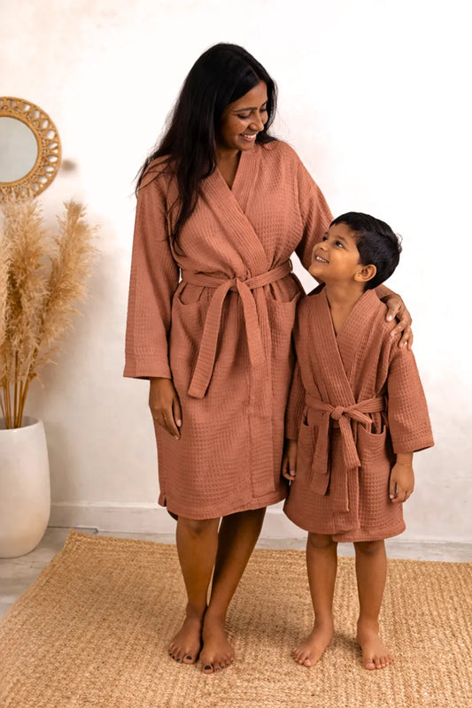 Bamboo Waffle Kids Bathrobe |Maple sugar