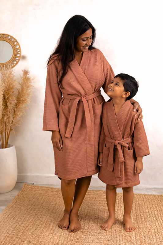 Bamboo Waffle Kids Bathrobe |Maple sugar
