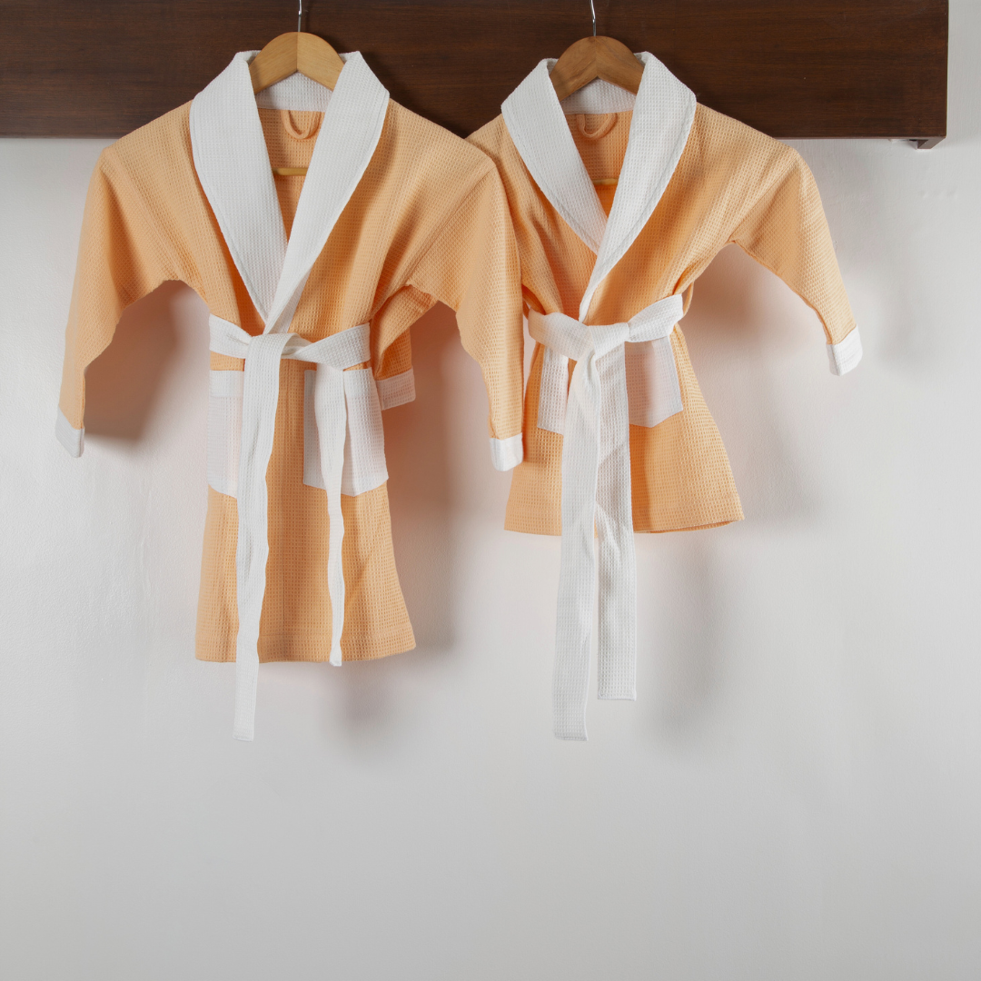Kids Cotton Micro Waffle Bathrobe | Shawl Collar