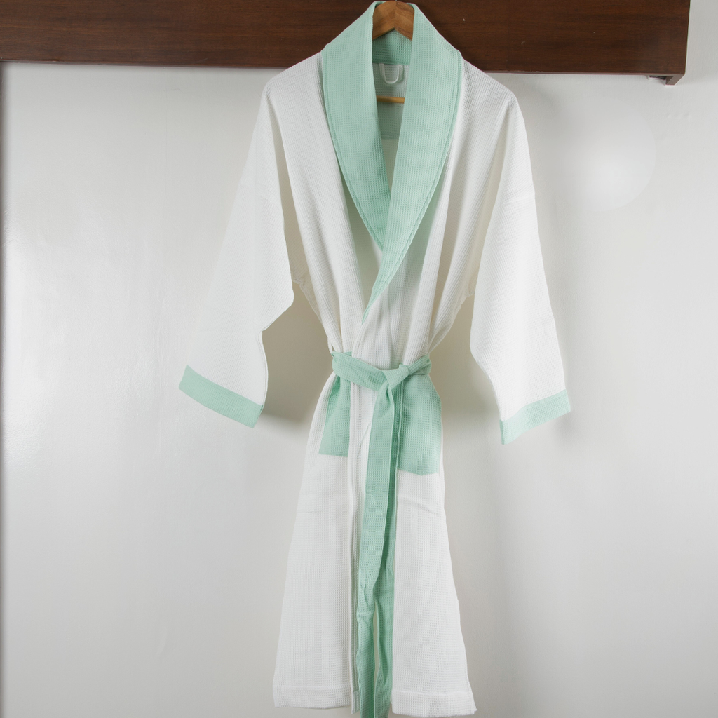 Cotton Micro Waffle Bathrobe | Shawl Collar