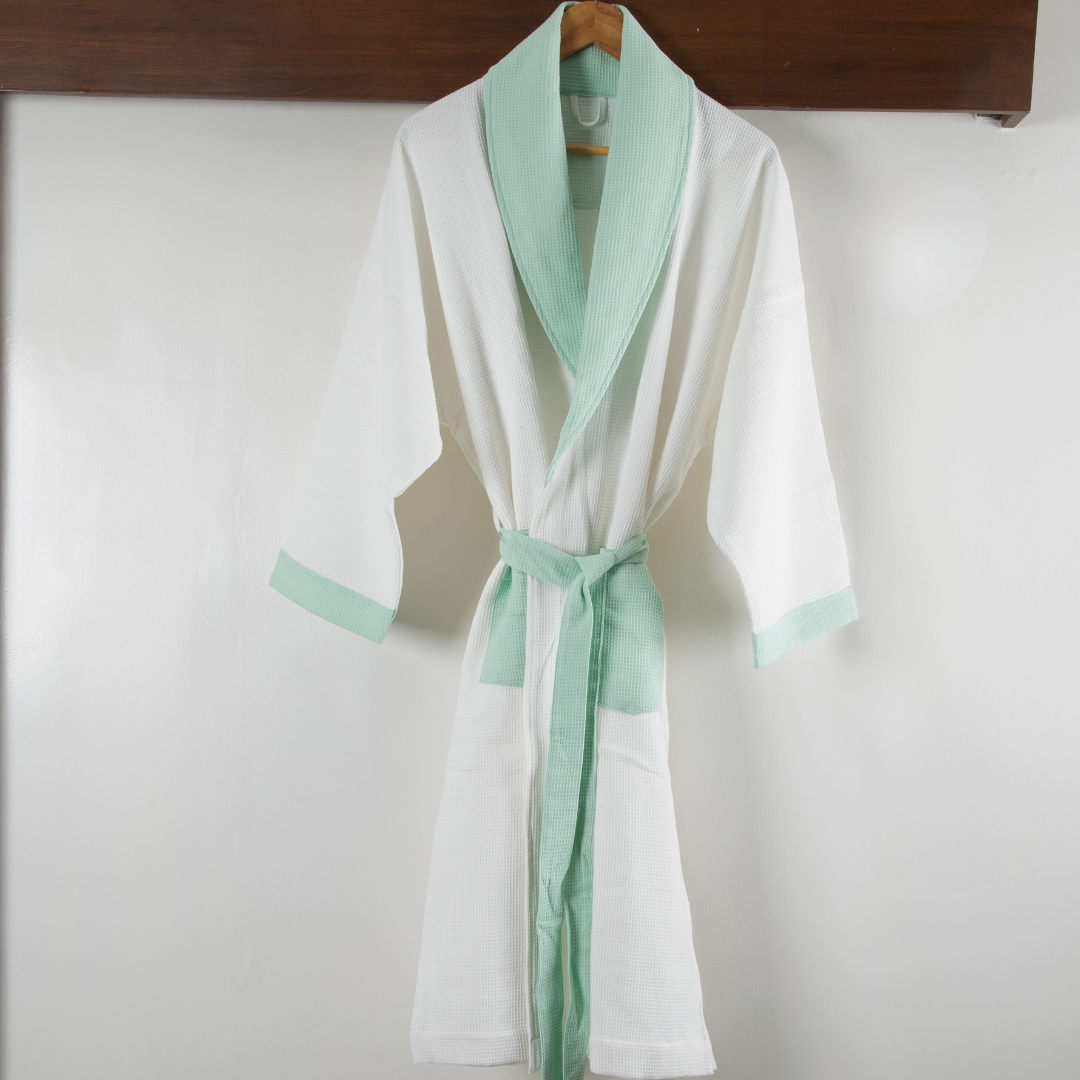 Cotton Micro Waffle Bathrobe | Shawl Collar