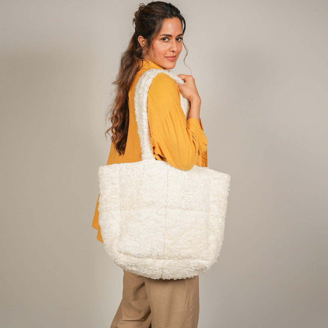 Teddy White Tote Bag