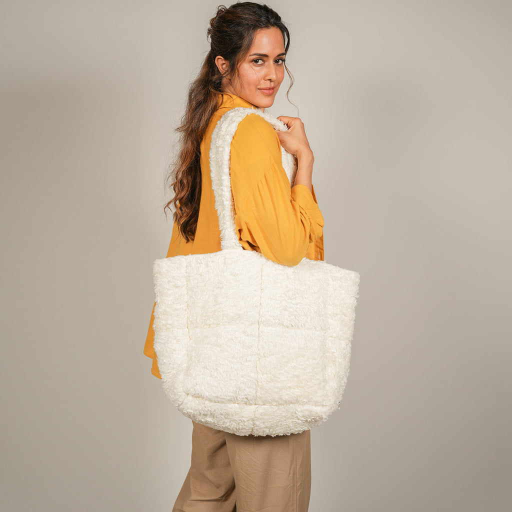 Teddy White Tote Bag