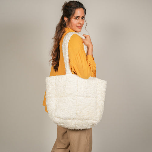 Teddy White Tote Bag