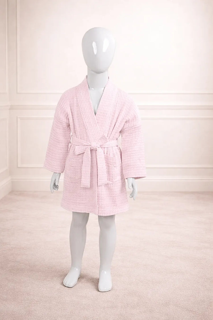 Bamboo Waffle Kids Bathrobe | Pink