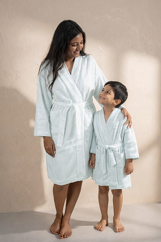 Bamboo Waffle Kids Bathrobe | Green