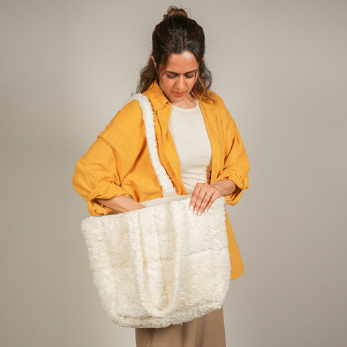 Teddy White Tote Bag