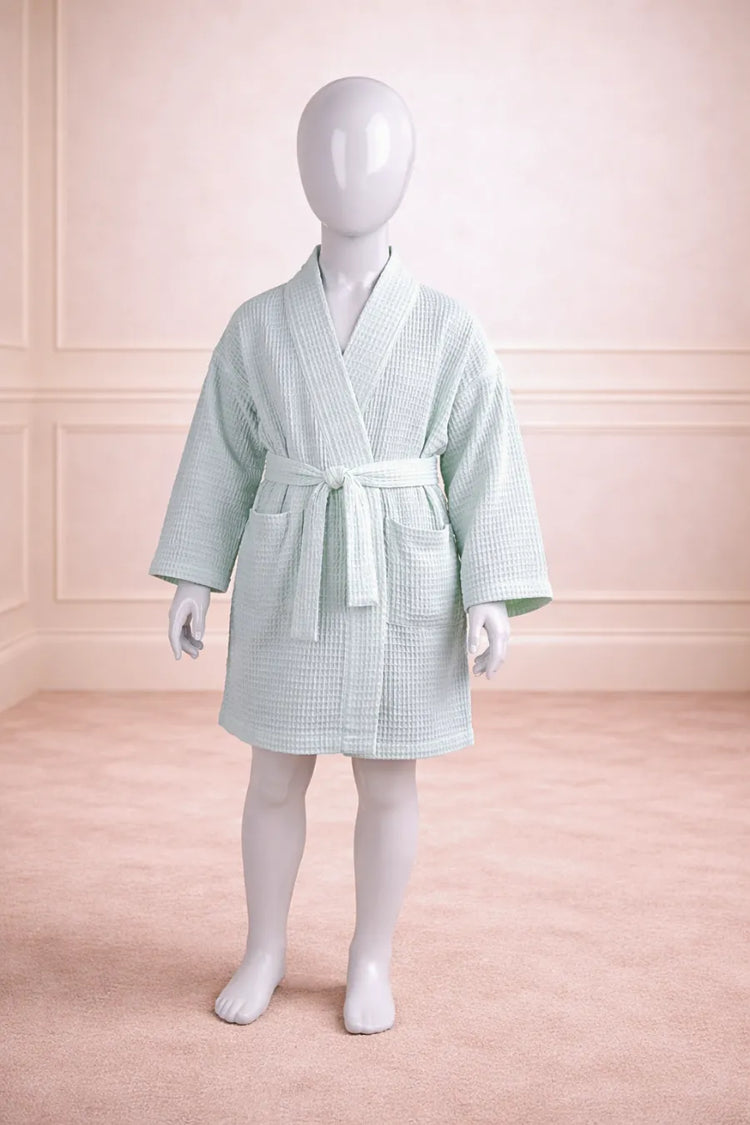 Bamboo Waffle Kids Bathrobe | Green