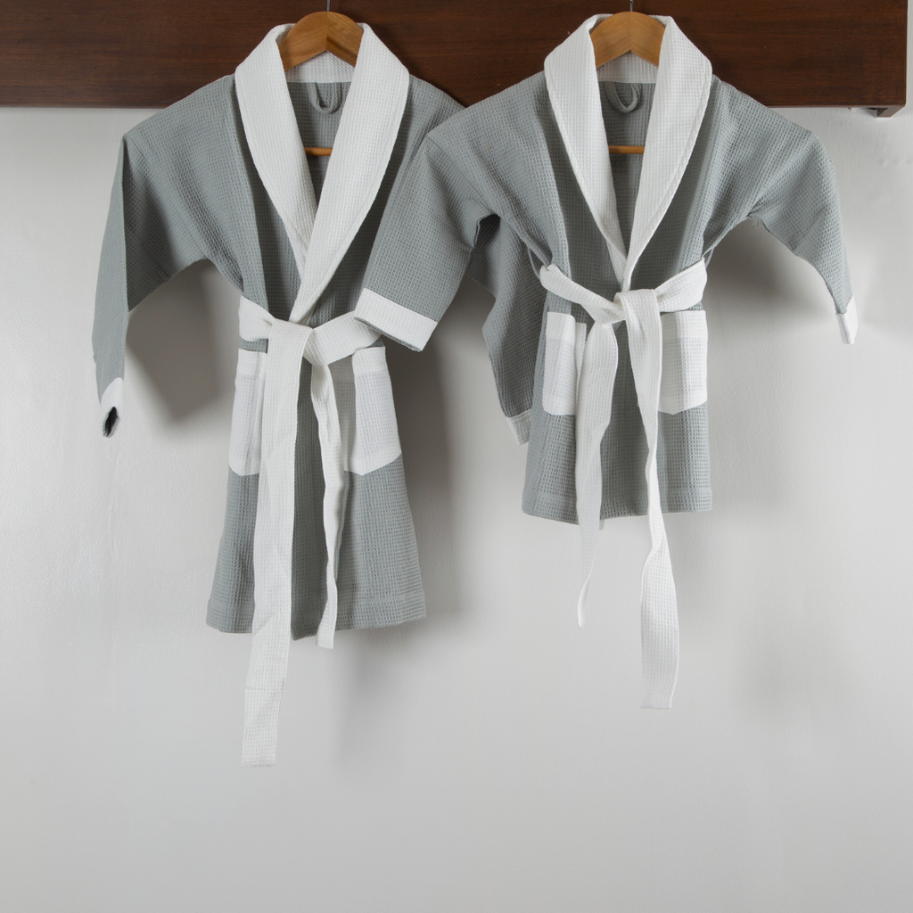 Kids Cotton Micro Waffle Bathrobe | Shawl Collar