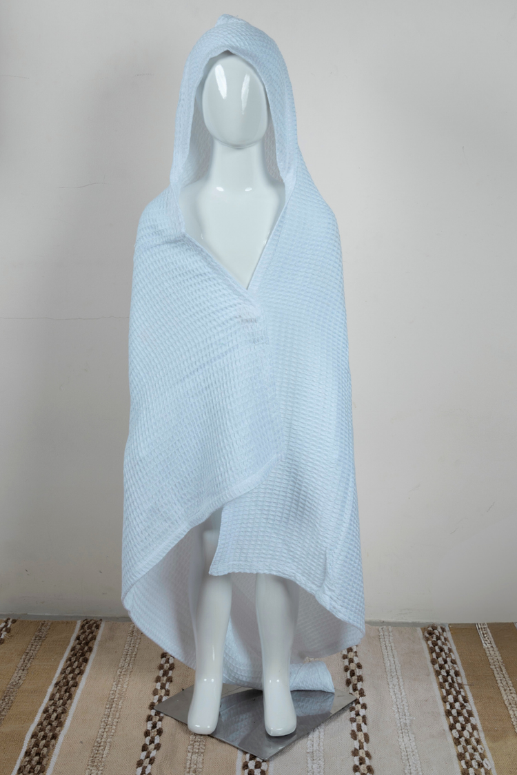 Bamboo Waffle Hooded Bathrobe | Blue