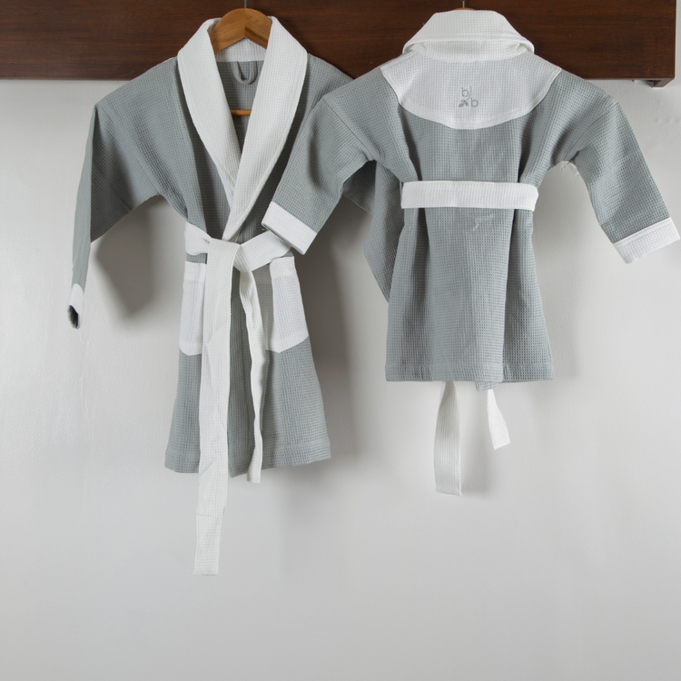 Cotton Micro Waffle Bathrobe | Shawl Collar | Grey