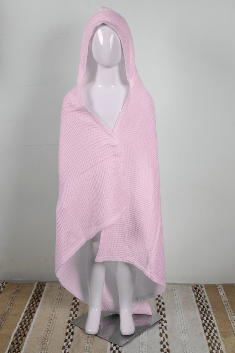 Bamboo Waffle Hooded Bathrobe | Pink