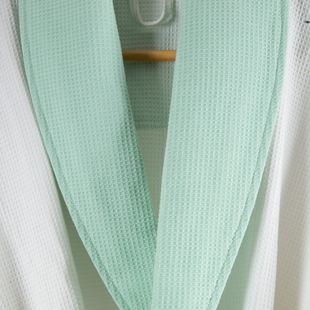 Cotton Micro Waffle Bathrobe | Shawl Collar