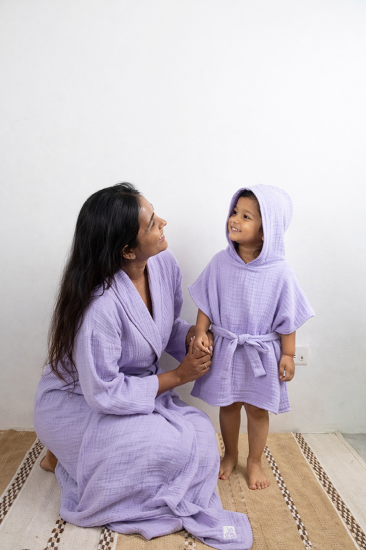 Muslin Hooded Bathrobe | Lilac