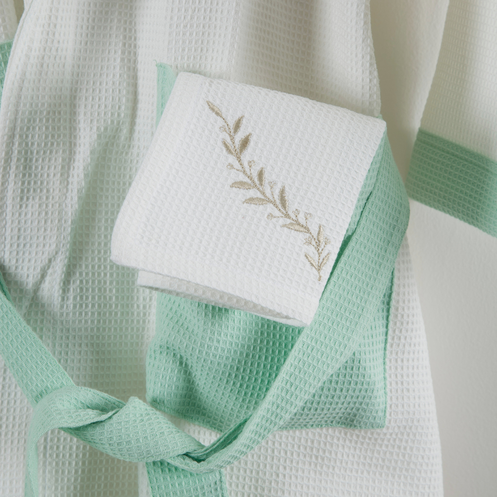 Cotton Micro Waffle Bathrobe | Shawl Collar