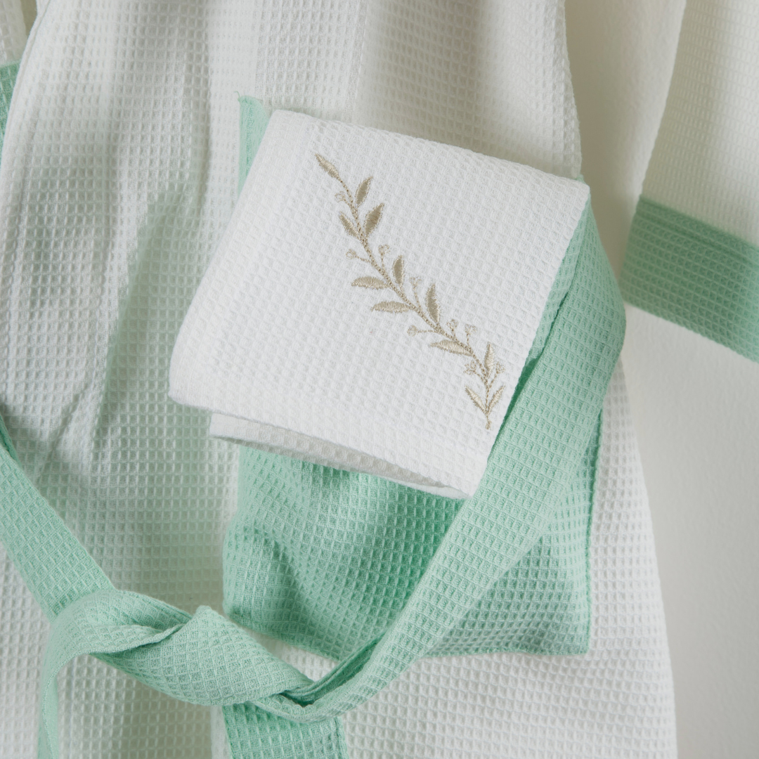 Cotton Micro Waffle Bathrobe | Shawl Collar