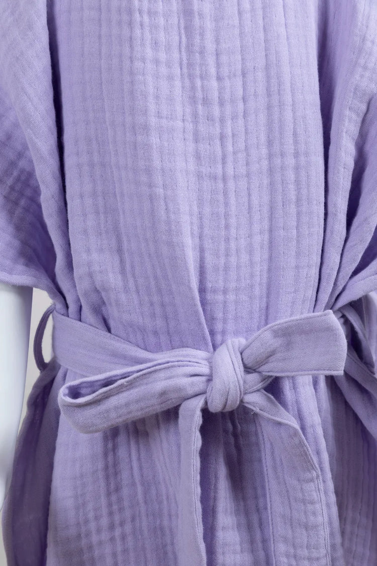 Muslin Hooded Bathrobe | Lilac