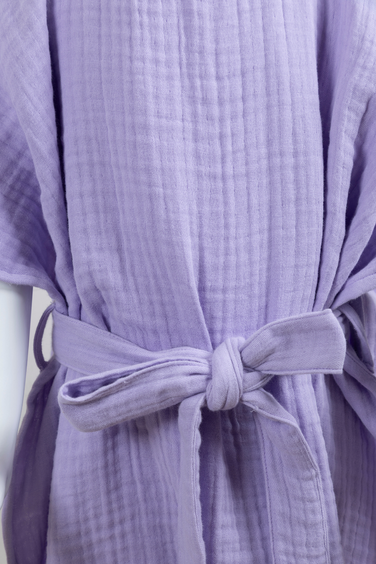 Muslin Hooded Bathrobe | Lilac