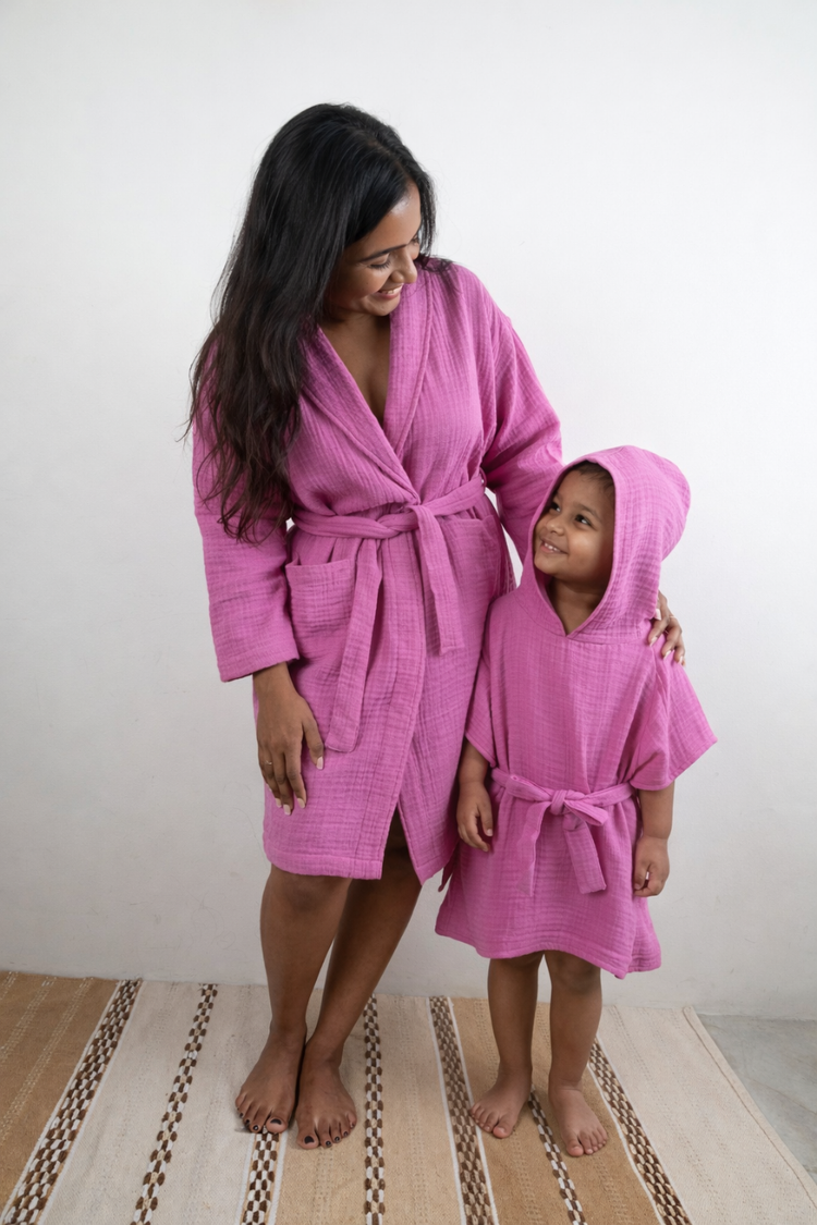 Muslin Hooded Bathrobe | Lavender
