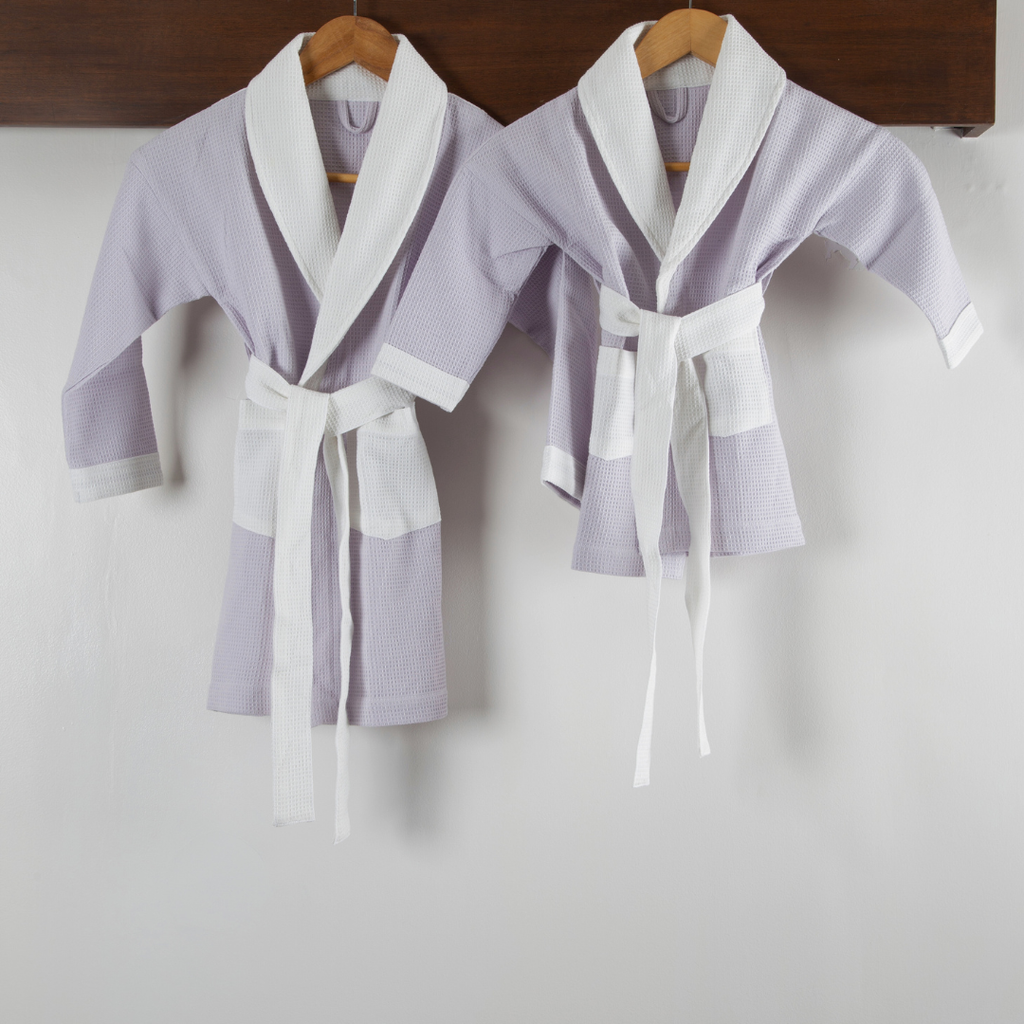 Kids Cotton Micro Waffle Bathrobe | Shawl Collar