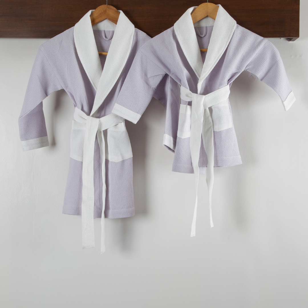 Kids Cotton Micro Waffle Bathrobe | Shawl Collar