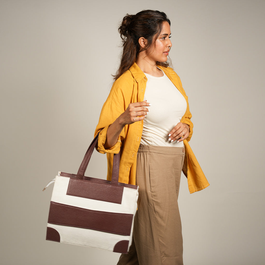 Large Tote Bag | Cotton And Banana Leather