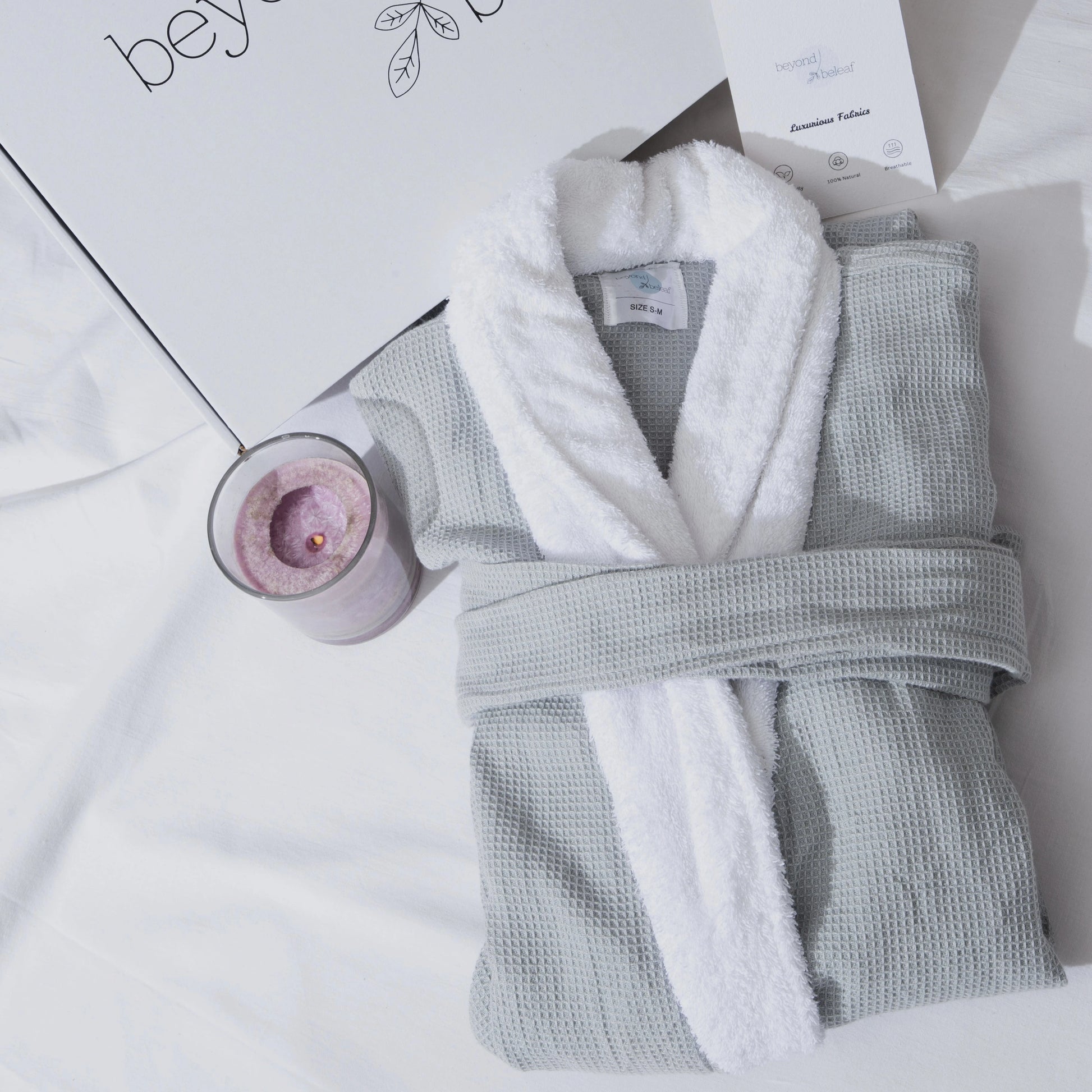 Cotton Micro Waffle Bathrobe | Shawl Collar